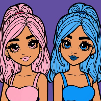 two realistic twin sisters