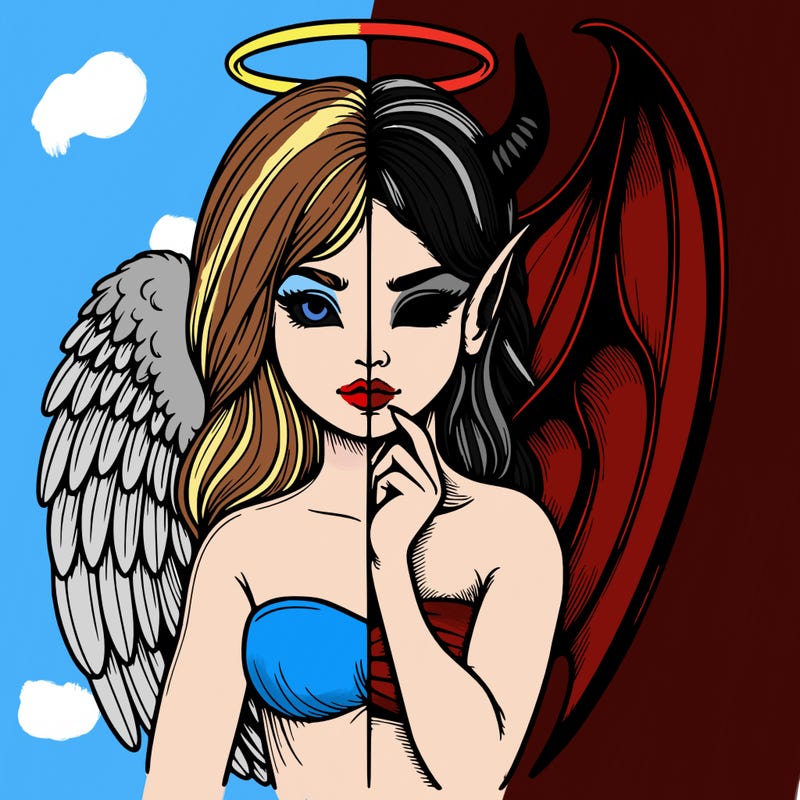 realistic angel half demon