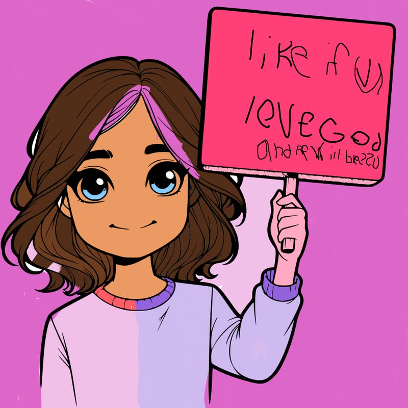 realistic girl holding up a sign