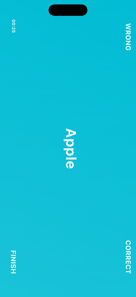 Act & Guess - Charades - Gameplay screen of Act and Guess Charades showing the word Apple and game controls