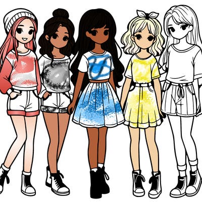 a group of five girls