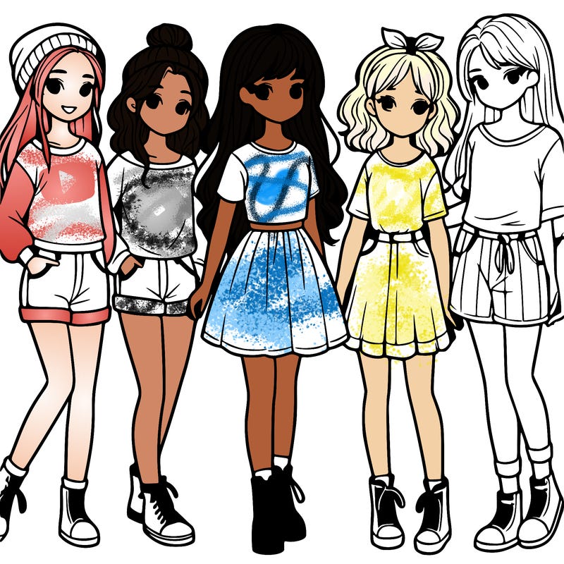 a group of five girls