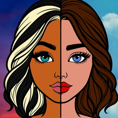 realistic girl split half