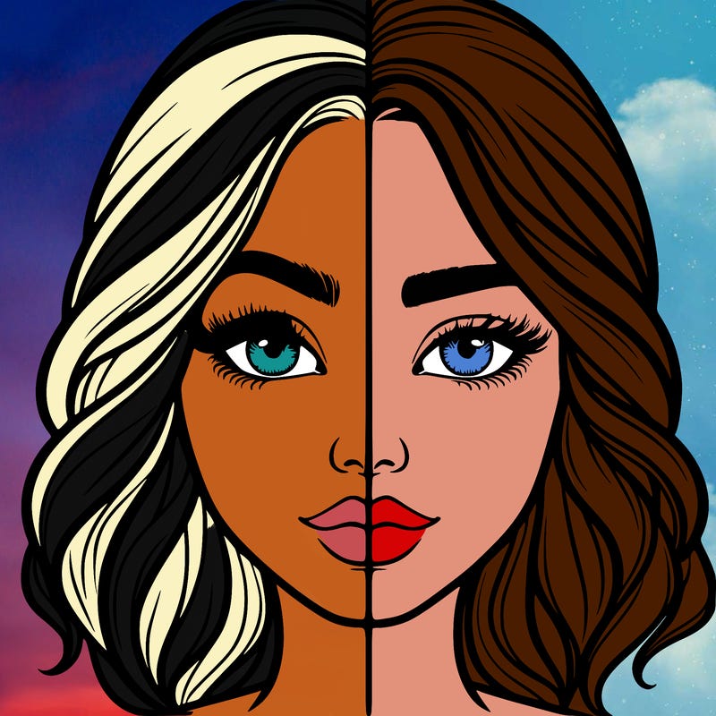 realistic girl split half