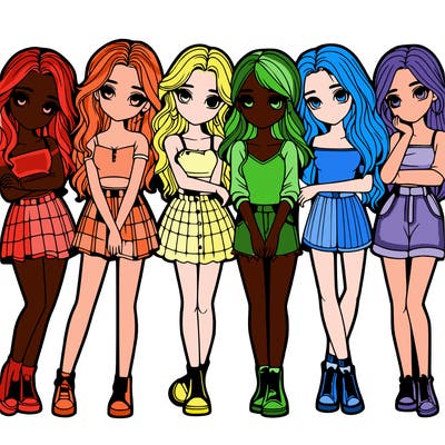 a group of girls realistic