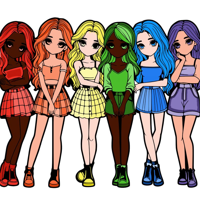 a group of girls realistic