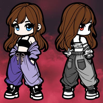 girl in crop top and baggy pants