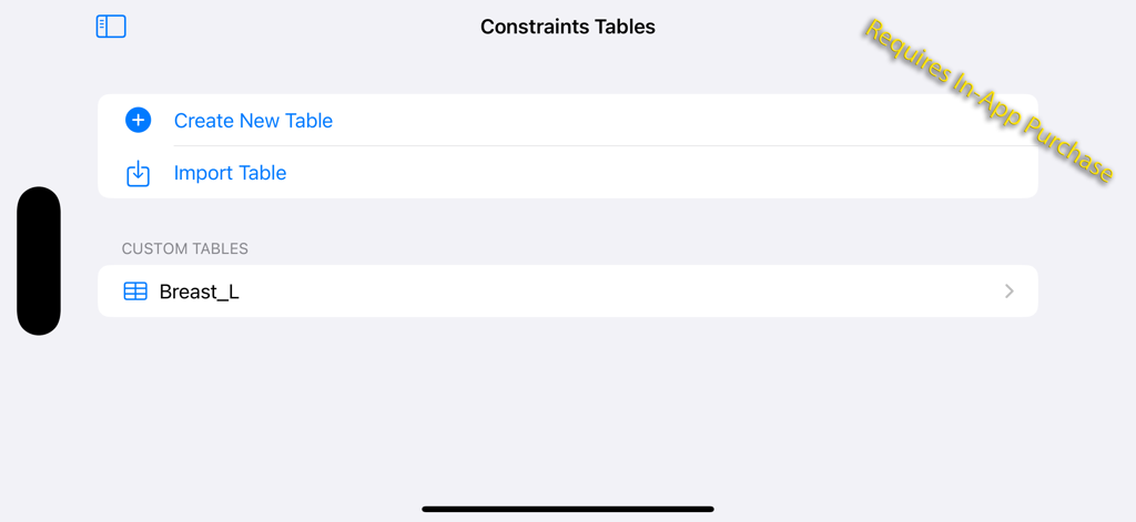 Interface for managing and creating custom radiotherapy dose constraint tables in the RT Tools app.