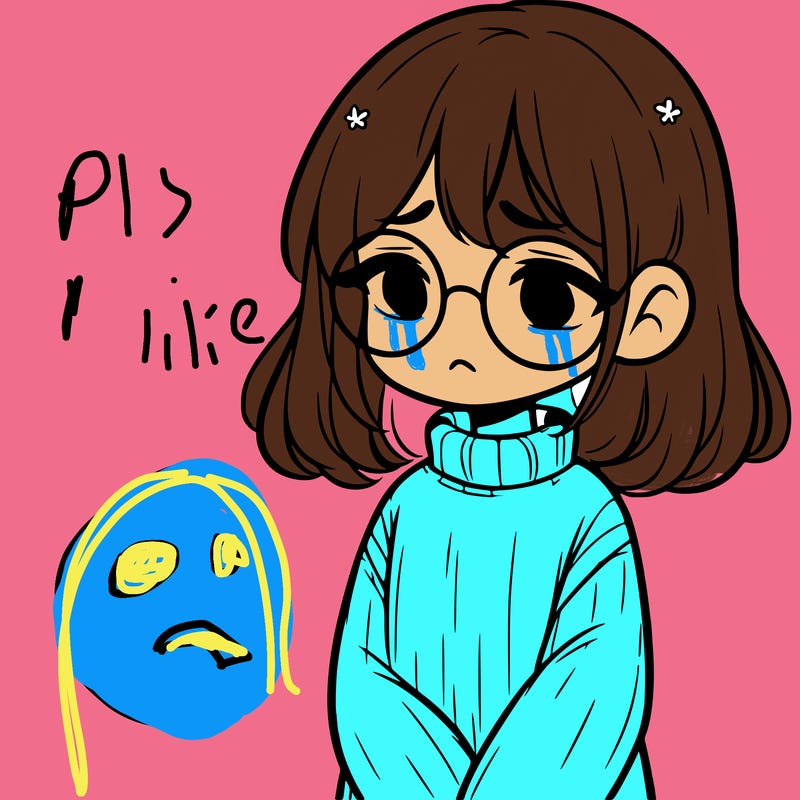 sad girl with glasses in a sweater