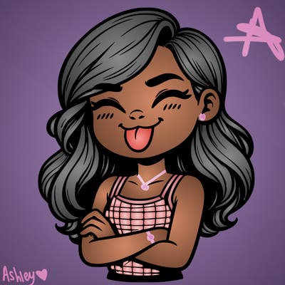 realistic girl crossing her arms and wearing a tank top with her tongue held out she has long hair