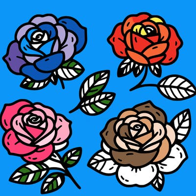 cute four pieces roses
