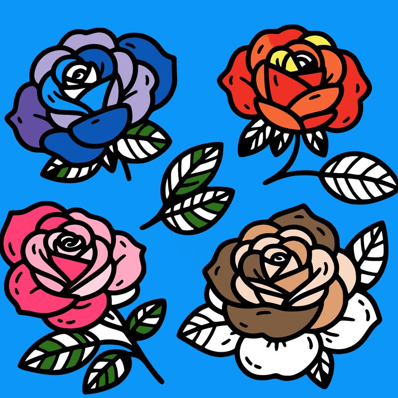 cute four pieces roses