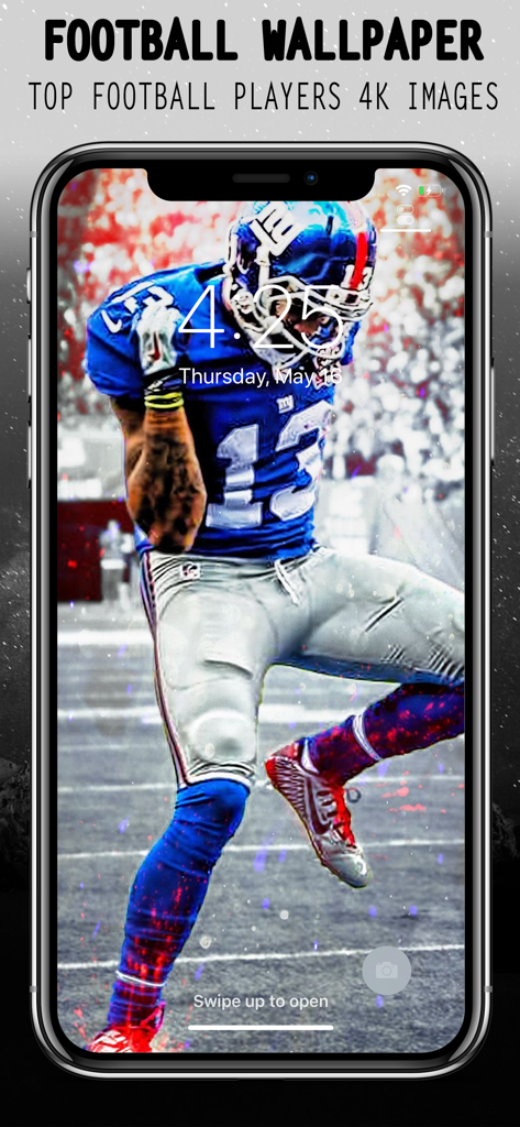 American Football Wallpaper 4K - iPhone lock screen displaying a 4K American football player wallpaper