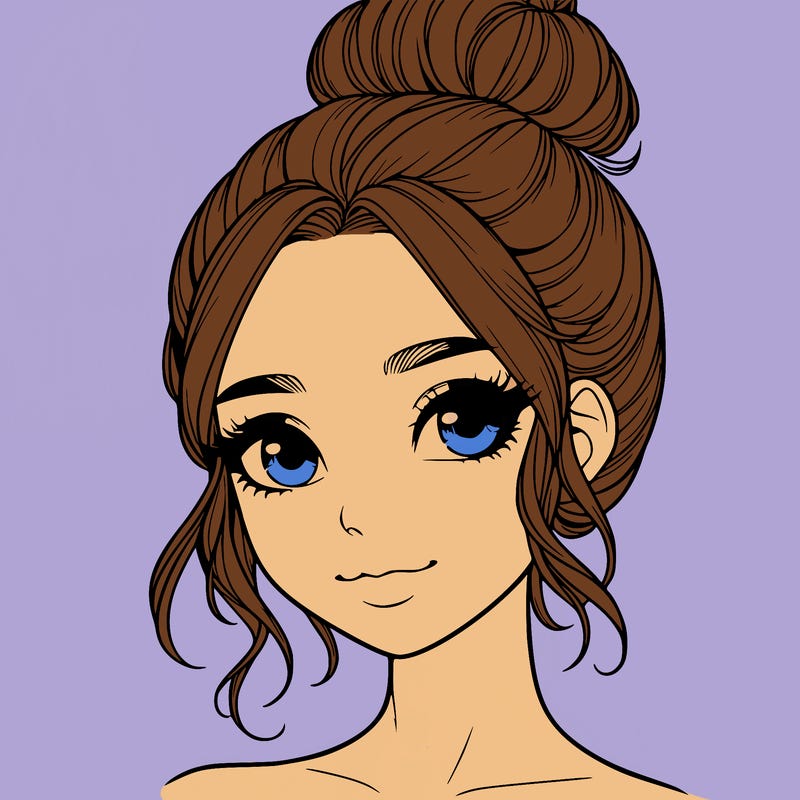 realistic pretty girl with hair in bun