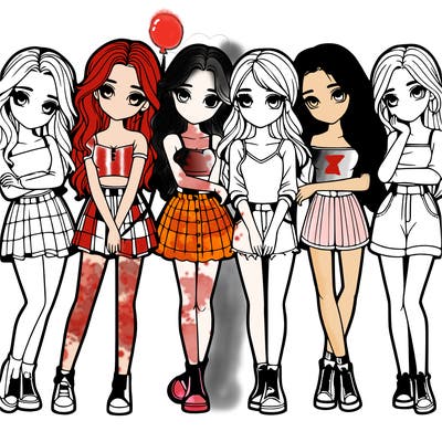 a group of girls realistic