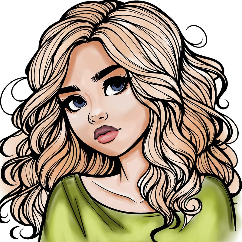realistic girl with wavy hair on her hair