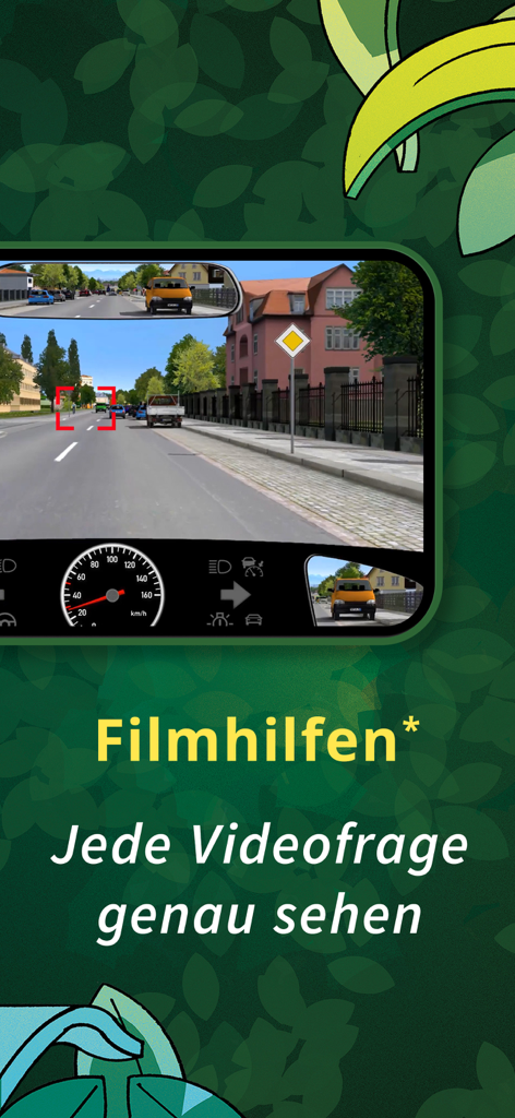 FahrAPP - Ecrã de simulação de condução em vídeo no FahrAPP para preparação para o exame teórico