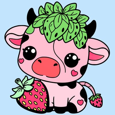 cute strawberry cow