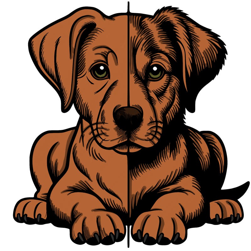 realistic dog split picture