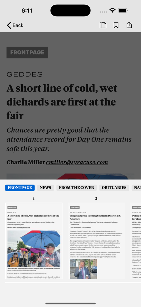 The Post-Standard - Screenshot of The Post-Standard app showing a local news article headline and digital newspaper replica pages.