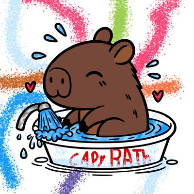 capybara taking a bath