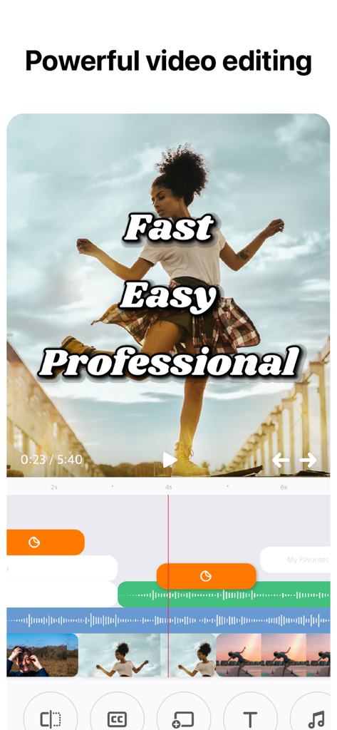 Interfaccia dell'app Vlogr che mostra una timeline video multistrato e strumenti di editing professionali su uno smartphone