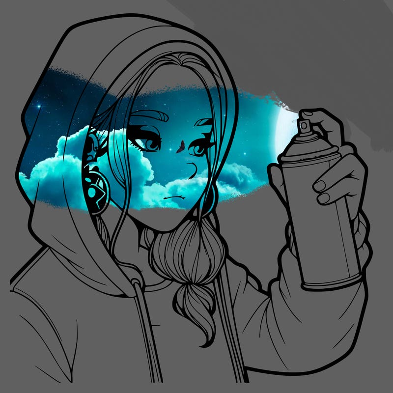 a realistic girl, spray painting