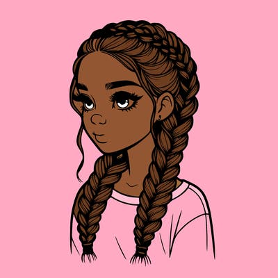 realistic girl with braids