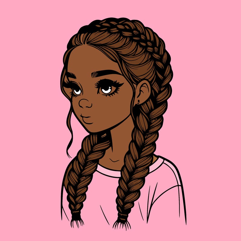 realistic girl with braids
