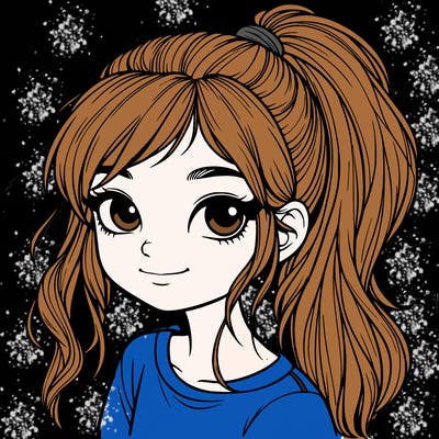 realistic girl with ponytail