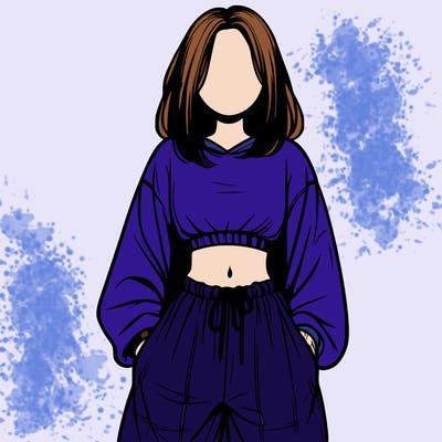 realistic girl faceless with baggy pants and a crop top