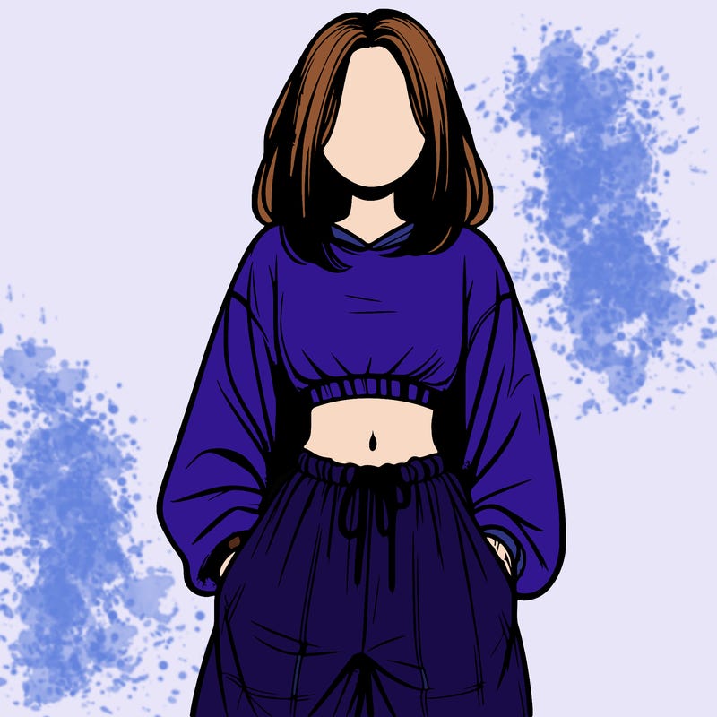realistic girl faceless with baggy pants and a crop top