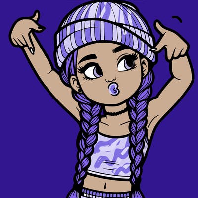 realistic teenage girl with braids and a beanie and crop top doing 🫶🏼