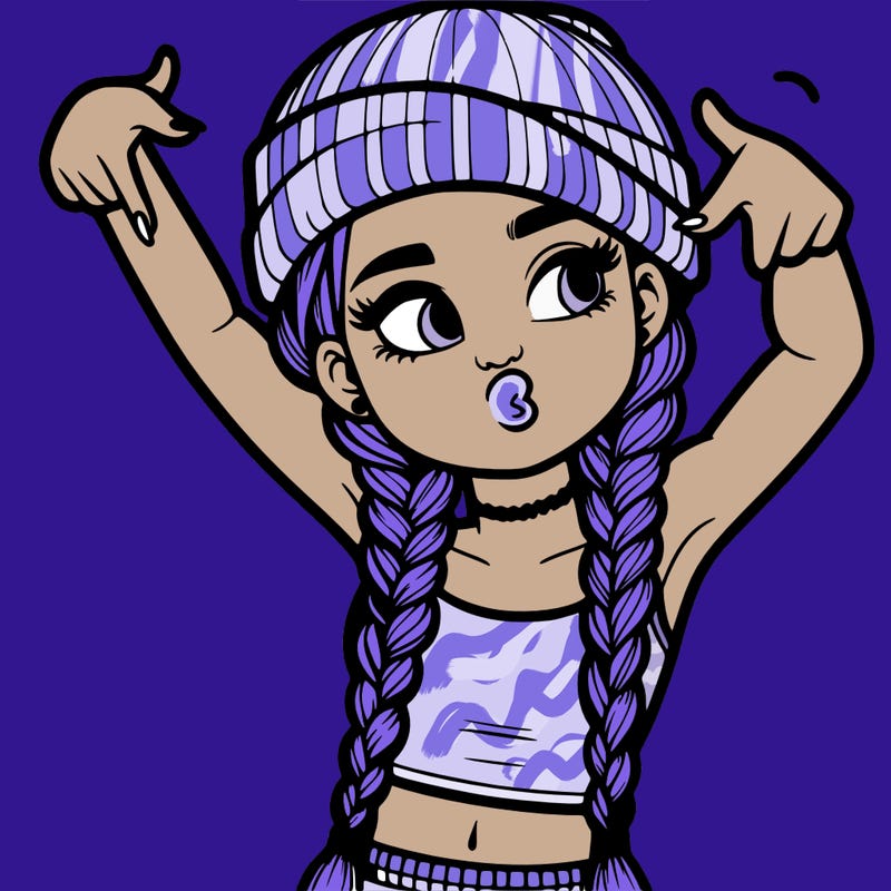 realistic teenage girl with braids and a beanie and crop top doing 🫶🏼