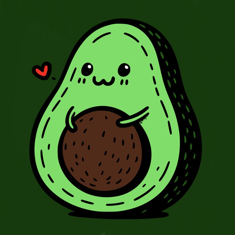 an avocado hugging an avocado