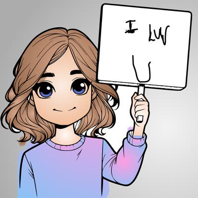 realistic girl holding up a sign