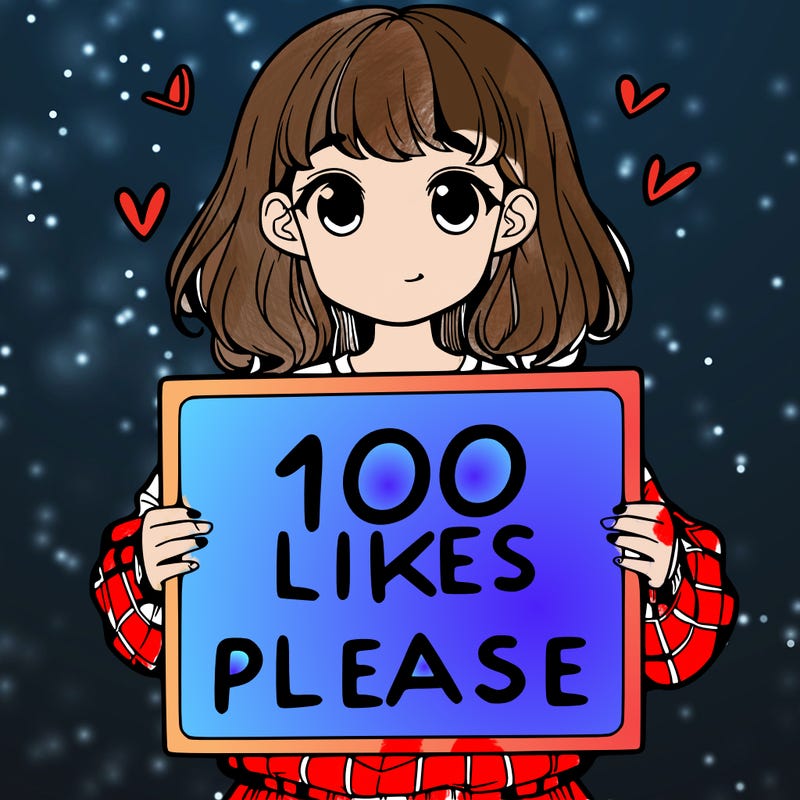 a girl holding a sign saying 100 likes please