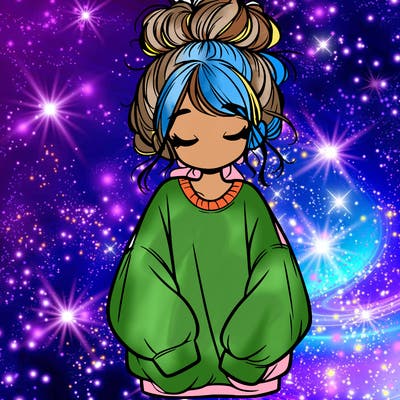 girl with baggy sweatshirt and messy bun