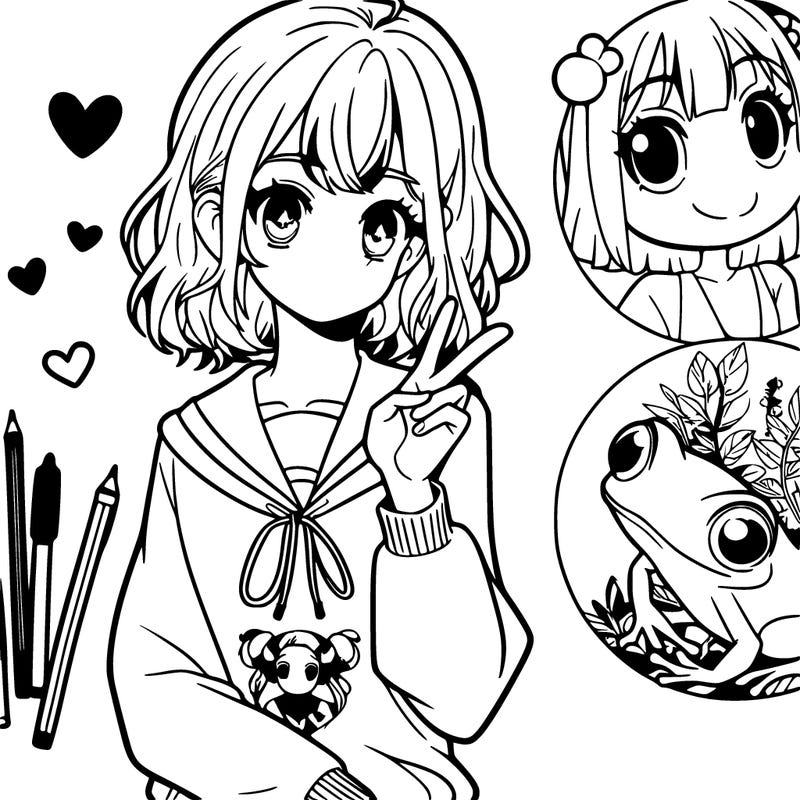 an girl that loves anime and loves frogs