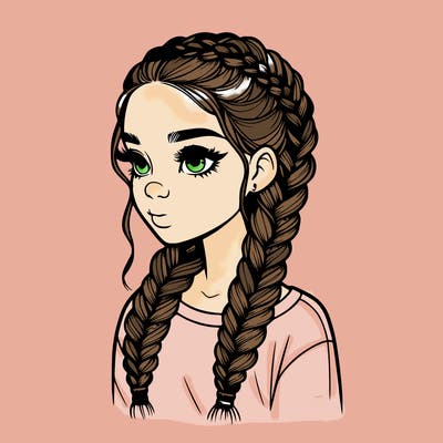realistic girl with braids