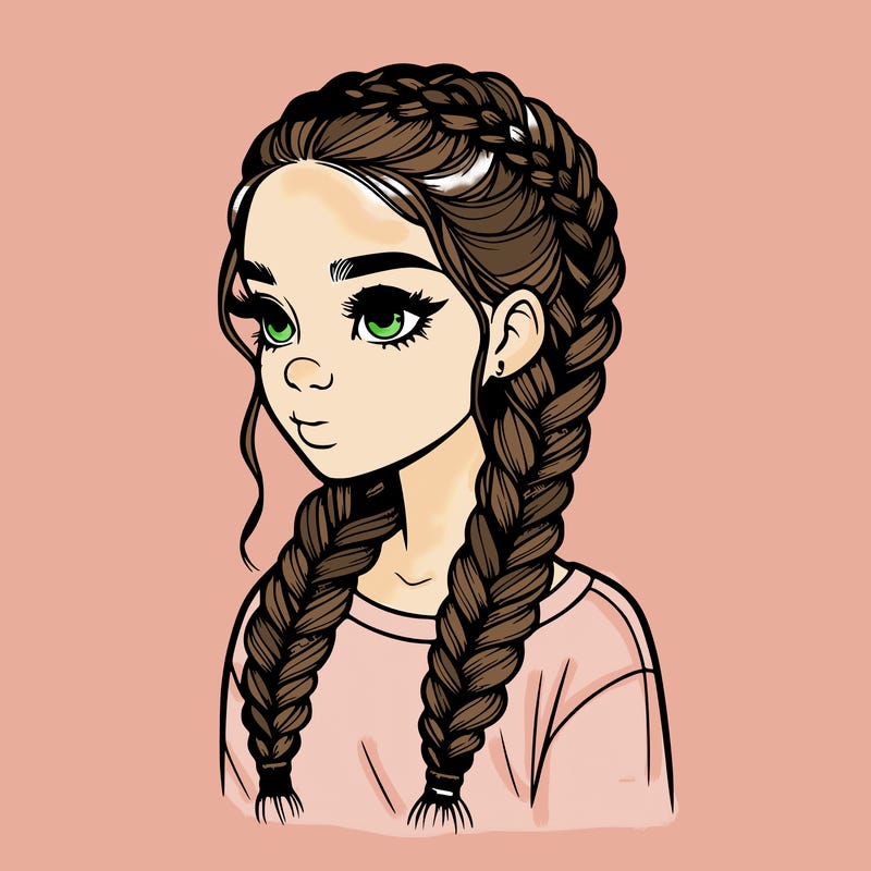 realistic girl with braids