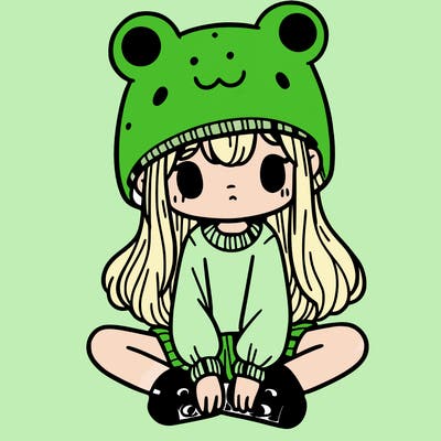 a girl wearing a frog hat and some frog socks