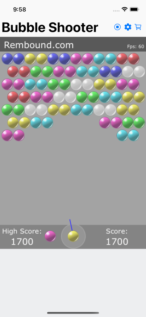 eGamer - Classic bubble shooter game interface in the eGamer app