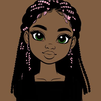 a realistic black girl with braids
