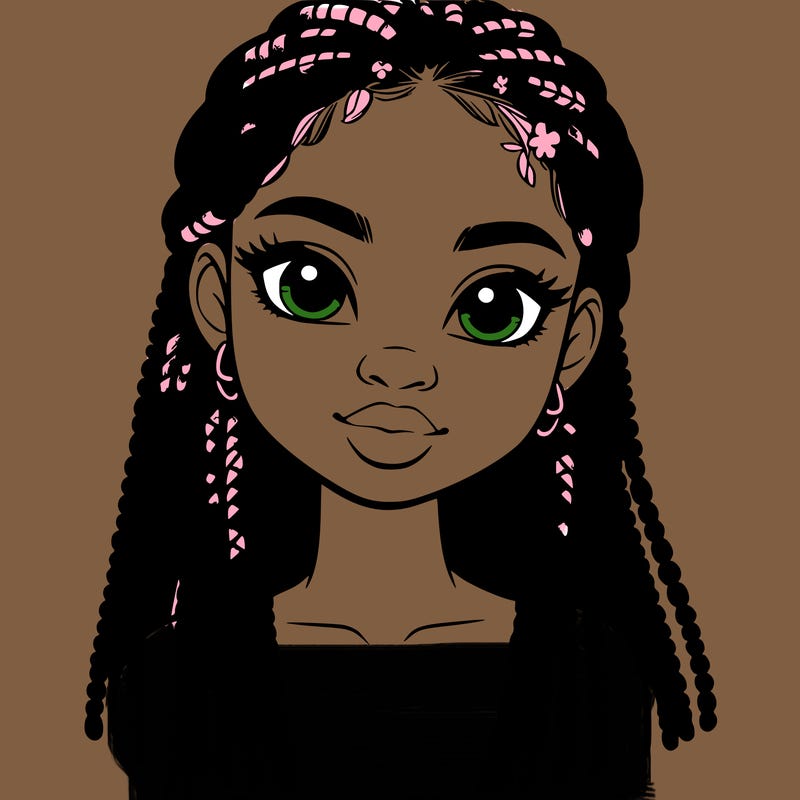 a realistic black girl with braids