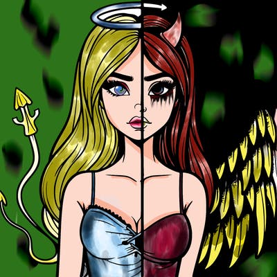devil vs angel realistic girl
