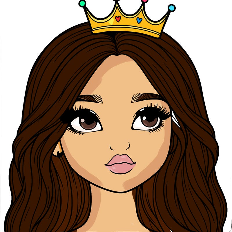 a realistic girl with a crown on