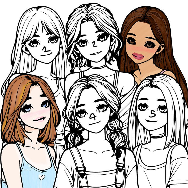 a group of girls realistic