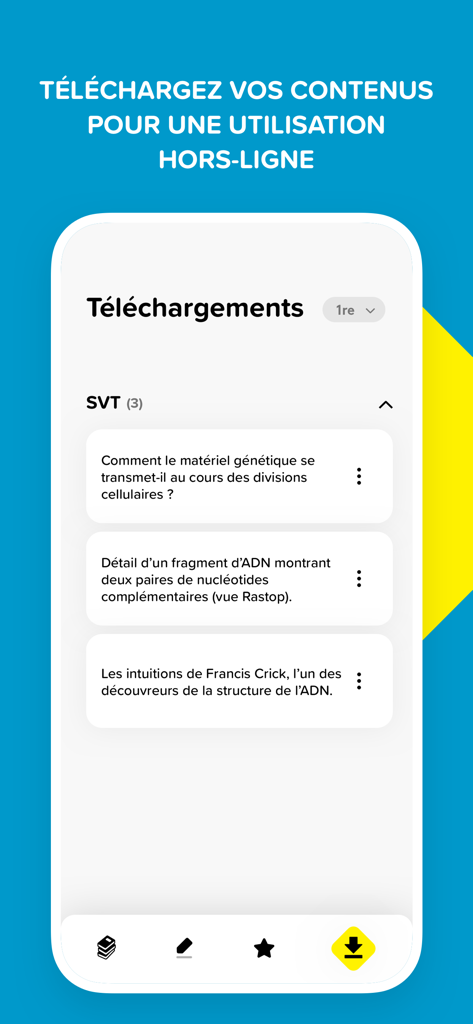 Belin Éducation – Manuel max - Interface of the Manuel max app showing science lessons available for offline download.