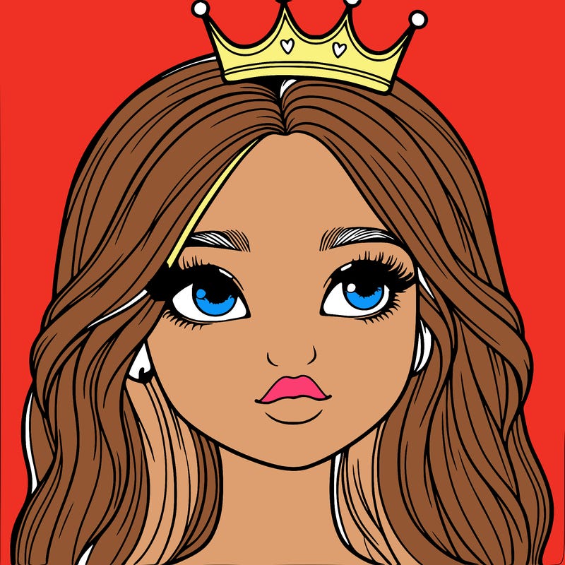 a realistic girl with a crown on